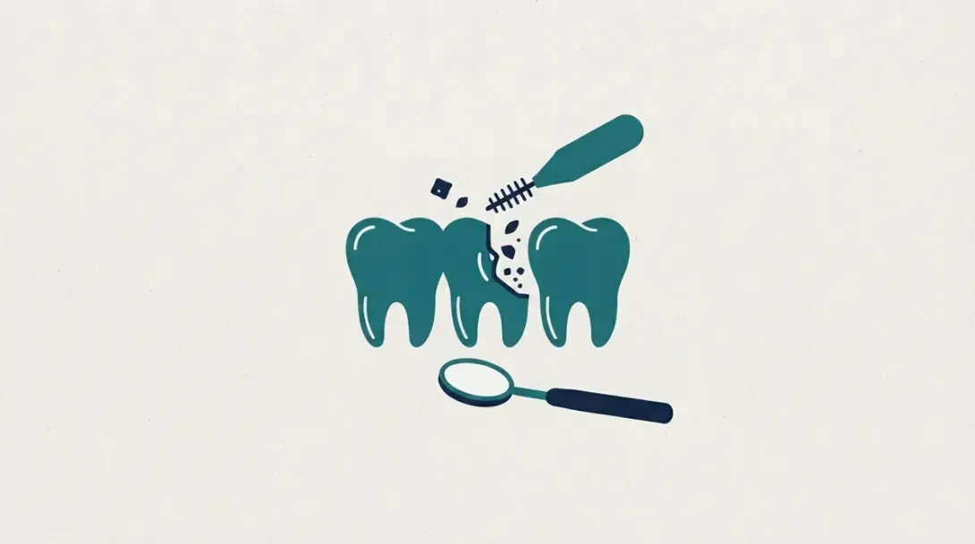 Cepillo interdental limpiando restos de comida entre los dientes para evitar que se peguen